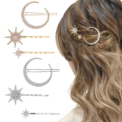 Women Crystal Side Hair Clip Pins Metal Hair