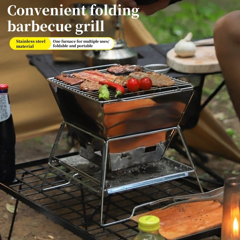 Camping Fire Table Charcoal Barbecue Grill Outdoor Picnic Bonfire Outdoor Portable Folding Barbecue Stove Fire Pit Camping Stove - MyLootWare