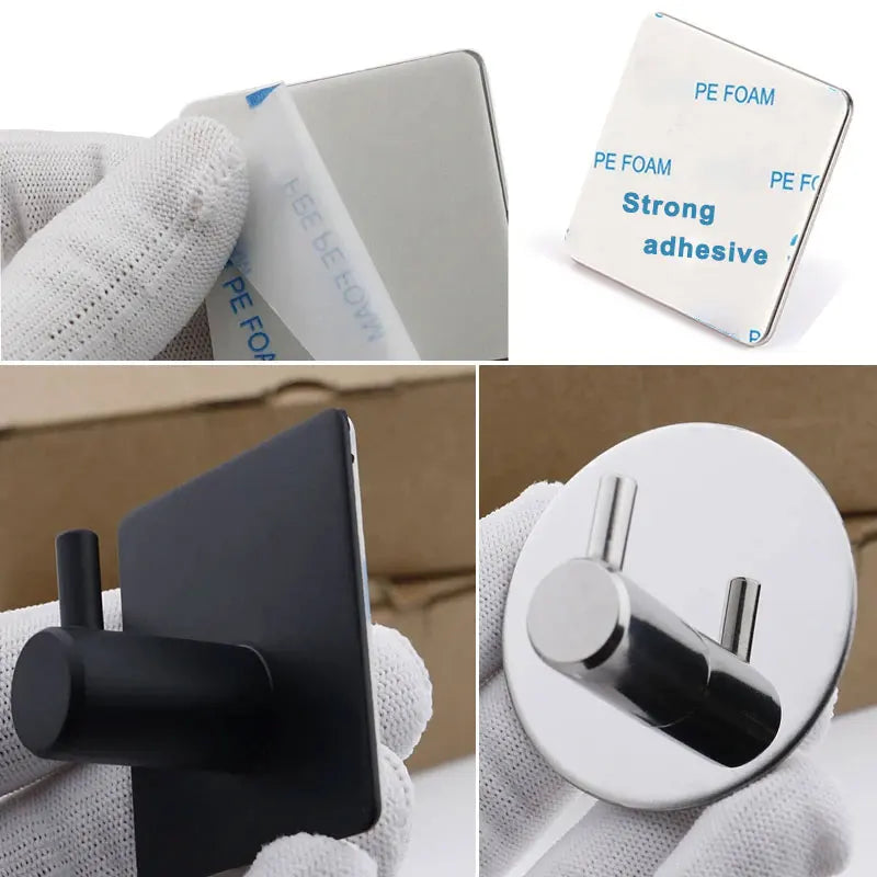 1PC Metal Hooks Strong Self Adhesive Hook Bathroom Stainless Steel Hook Wall Hangers Coat Towel Rustproof Hooks Kitchen Hardwar - MyLootWare