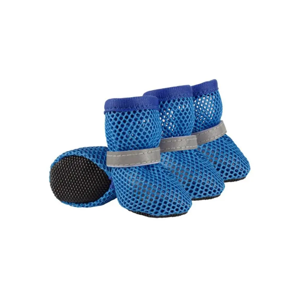 4pcs/set Fashion Breathable Dog Mesh Shoes Non-slip Wear Resistant Pet Short Boots Reflective Hollow Out Dog Shoes Spring - MyLootWare