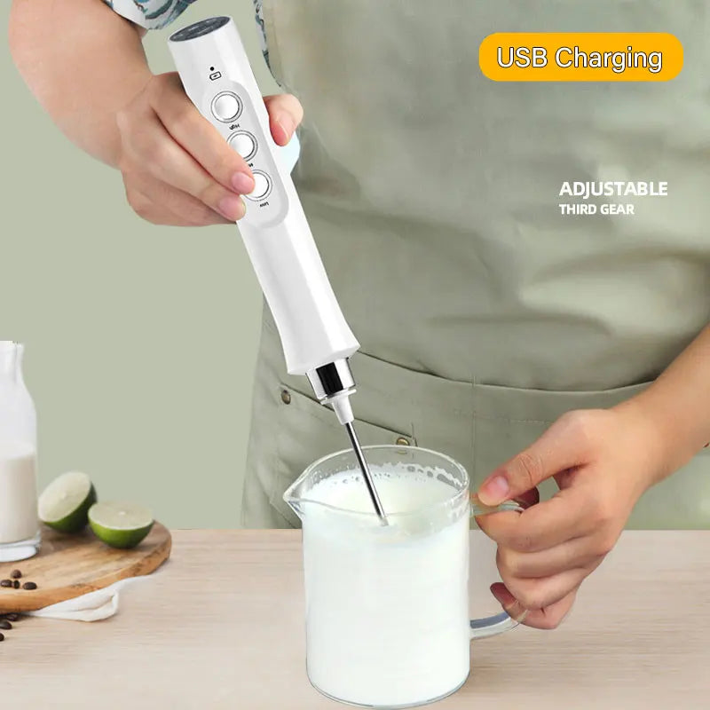 3 In 1 Portable Electric Milk Frother Mini Foam Maker Handheld Foamer High Speeds Drink Mixer Coffee Foamer Food Blender - MyLootWare