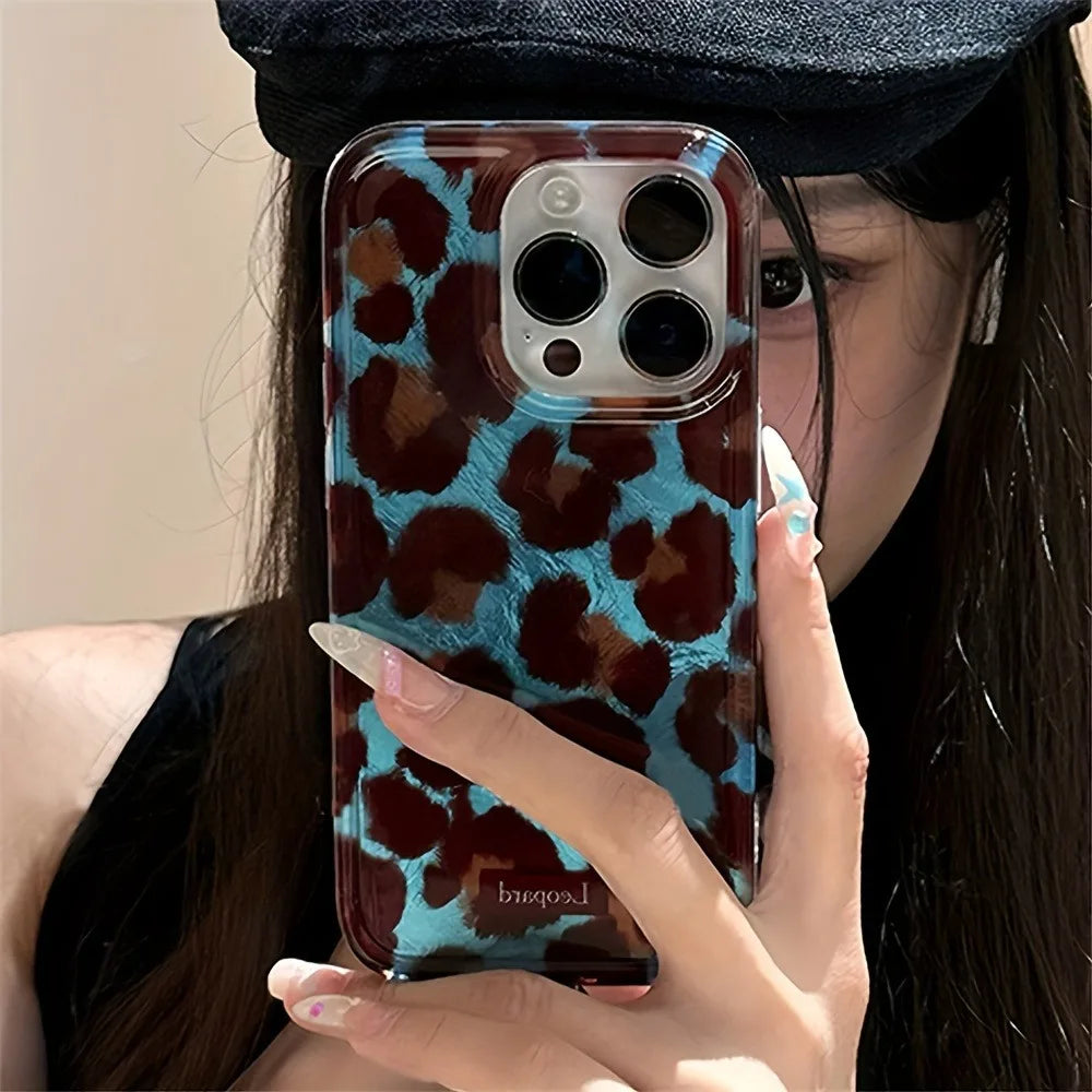 Simple Fashion Smudge Leopard Print Soft Phone Case For iPhone 15 Cases iPhone 16 Pro Max 14 13 12 11 XS X XR 7 8 Plus 16 Cover