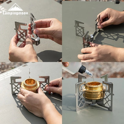 CAMPINGMOON AS-1 Alcohol Stove Outdoor Small Picnic Equipment Brass Stove Liquid Alcohol Stove Head Portable Stove - MyLootWare