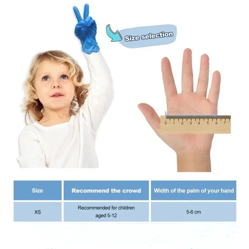 20/50PCS Nitrile Disposable Gloves for Kids 5-12 Years Powder Free Latex Free Gloves for Gardening Painting Cleaning Cooking DIY - MyLootWare