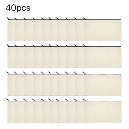 10/20/40PCS Canvas Zipper Bags Multifunctional Blank DIY Craft Pouches Pencil Bags Case Pouch For School Home Travel Supplies - MyLootWare