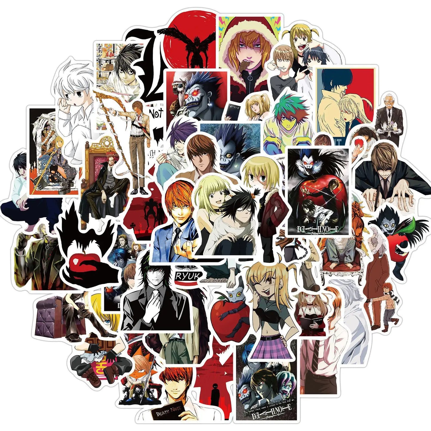 50Pcs Anime Death God Note Stickers, Japanese Horrow Theme Anime, Waterproof Halloween Anime Stickers for Guitar Laptop - MyLootWare