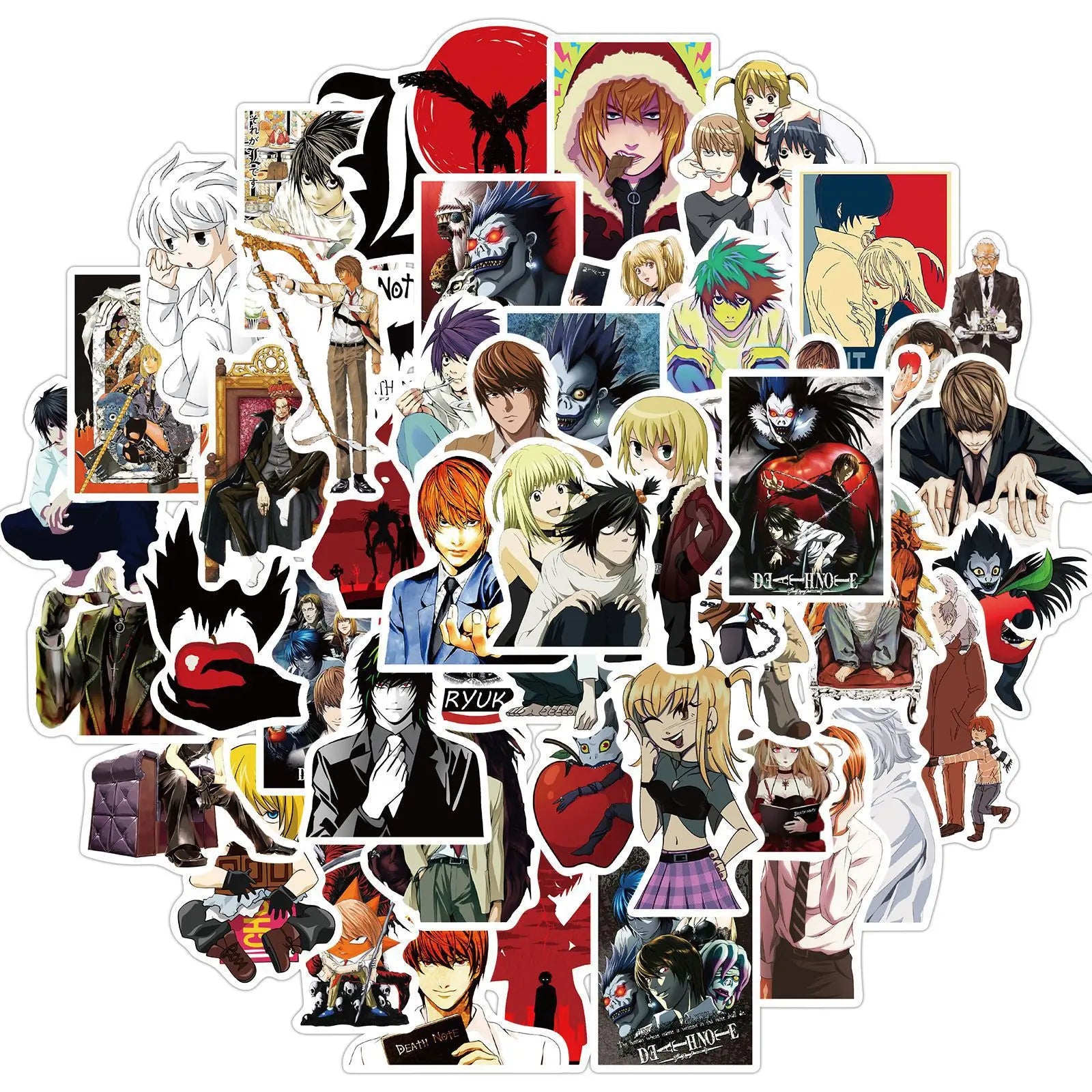 50Pcs Anime Death God Note Stickers, Japanese Horrow Theme Anime, Waterproof Halloween Anime Stickers for Guitar Laptop - MyLootWare