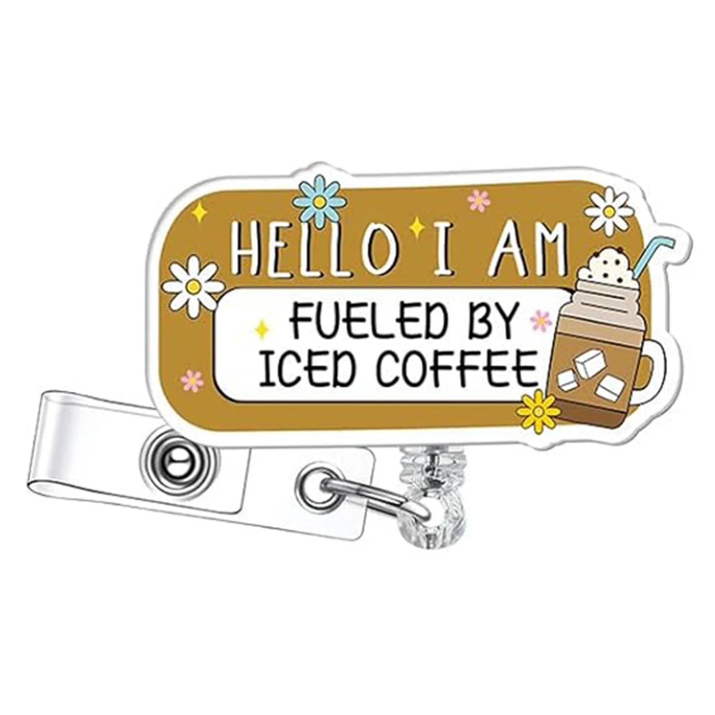 Acrylic English Badge Holder Clip Rotating Alligator Clip Retractable Badge Reel For Doctor Nurse Teacher Student Halloween Gift - MyLootWare