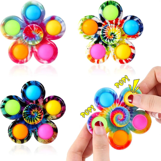 Fidget Spinner Toys Tie Dye Colorful Push Bubble