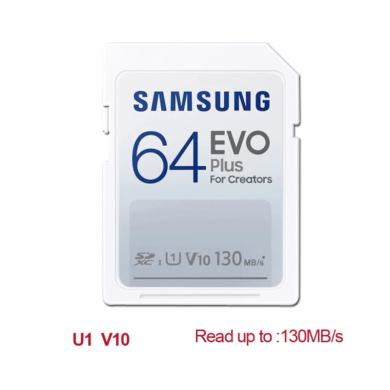 SAMSUNG EVO Plus SD Card 32GB SDHC V10 C10 64GB U1 128GB 256GB SDXC V30 U3 Transfer Speed up to 130MB/s Camera Memory Card