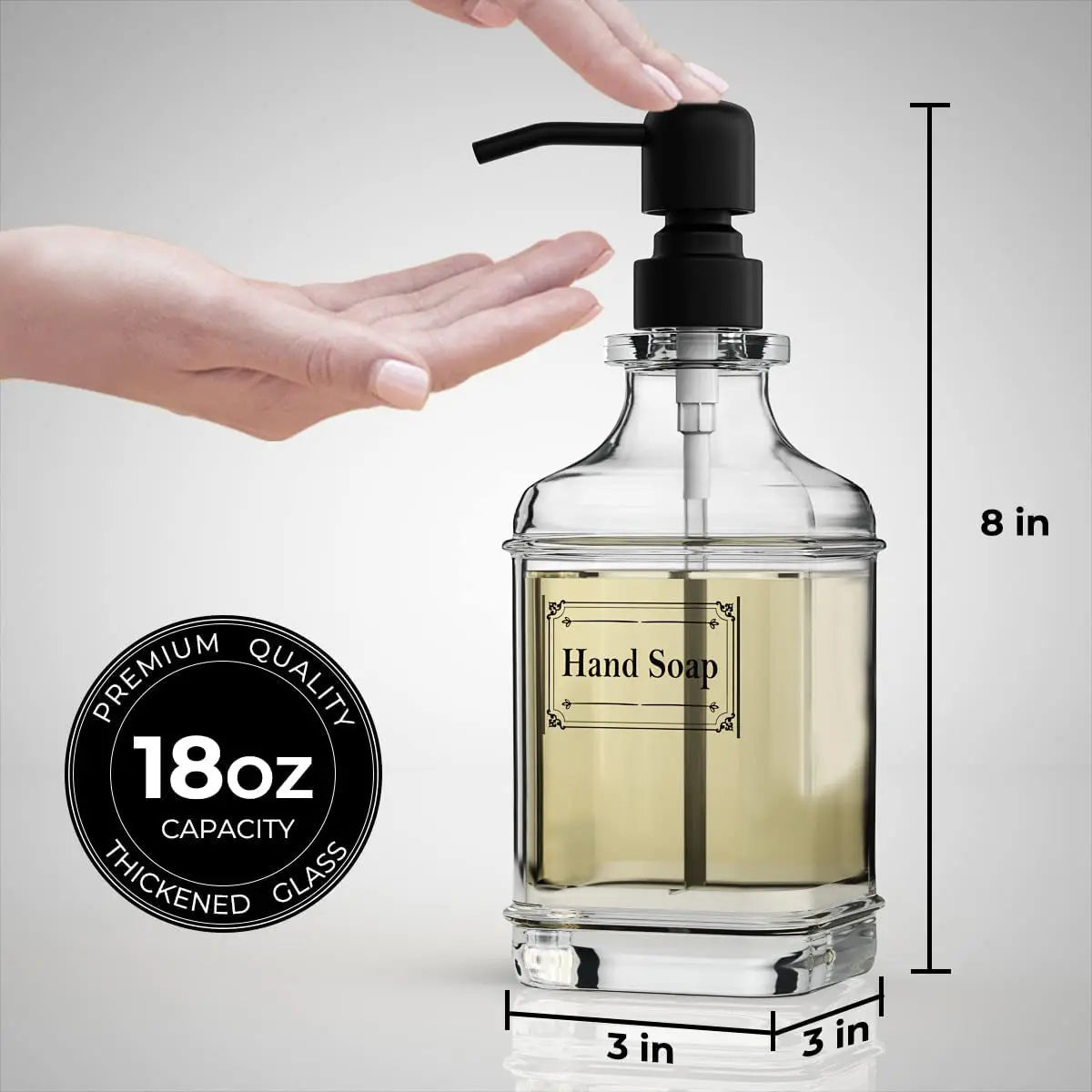 300/550Ml Soap Dispenser High Quality Antique Thick Clear Glass Hand Soap Dispenser Stainless Steel Pump Bathroom Bottles Tool - MyLootWare