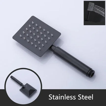 Hand-held Shower Head Water Saving Black Bathroom