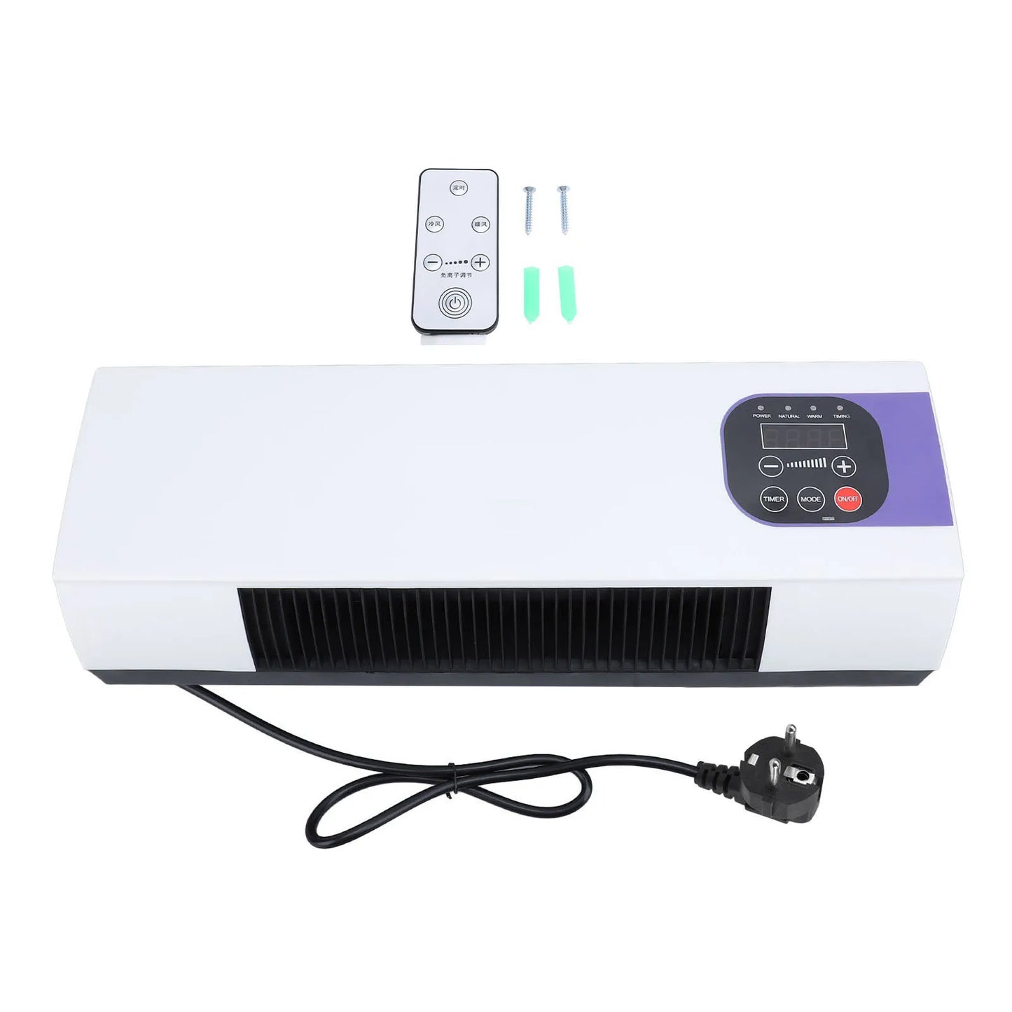 Wall Mounted Heating Machine Safety Electric Wall Mounted Heater Space Saving Nature Warm Wind with Remote Control for Bedroom - MyLootWare