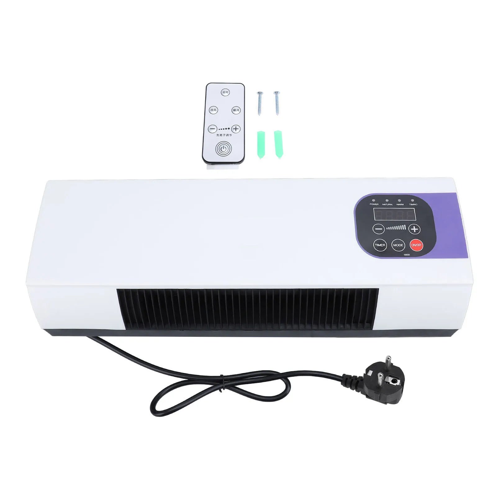Wall Mounted Heating Machine Safety Electric Wall Mounted Heater Space Saving Nature Warm Wind with Remote Control for Bedroom - MyLootWare