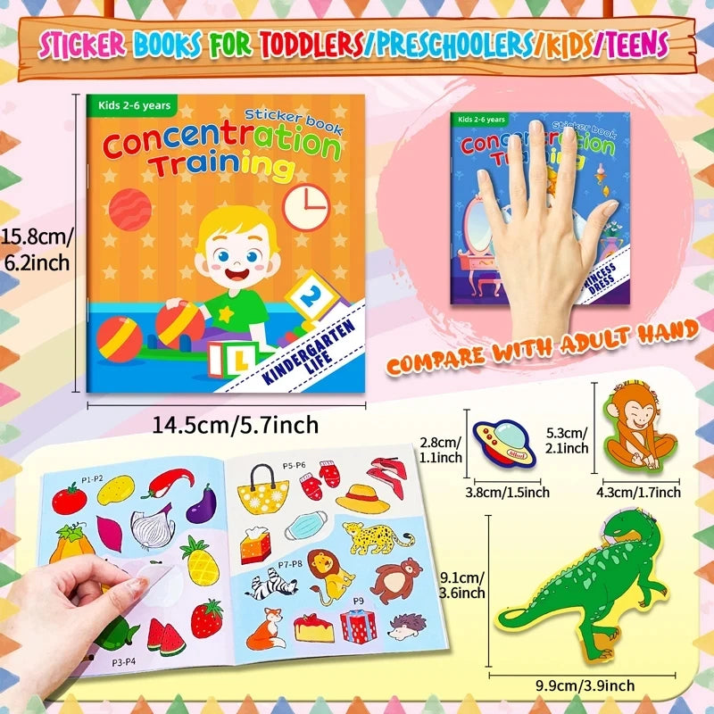 Montessori Toys Cartoon Sticker Books Focus on