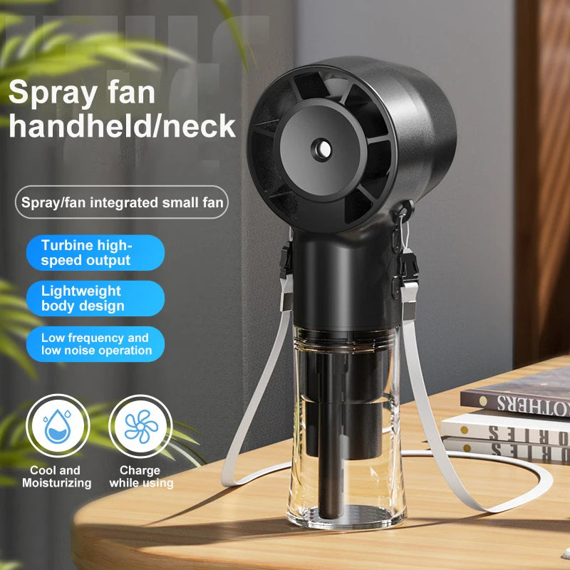 Handheld spray fan humidification and hydration
