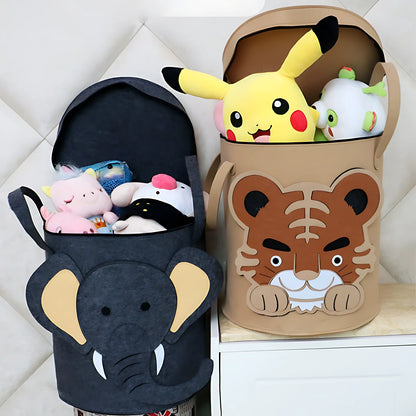 Toy Storage Bucket Cartoon Animal Storage Basket Large Capacity Storage Basket with Lid Foldable Storage Basket Home Supplies - MyLootWare