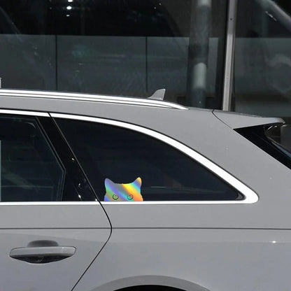 15*9CM cute Car Sticker Accessories Poor Cat Is Stealing with Big Eyes Watch Vinyl Car Styling Cover Waterproof - MyLootWare