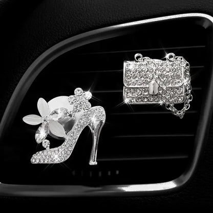 Car Air Freshener Auto Outlet Perfume Clip Bling Car Accessories Diamond Bowknot Scent Bottle Car Accessories Interior Woman - MyLootWare