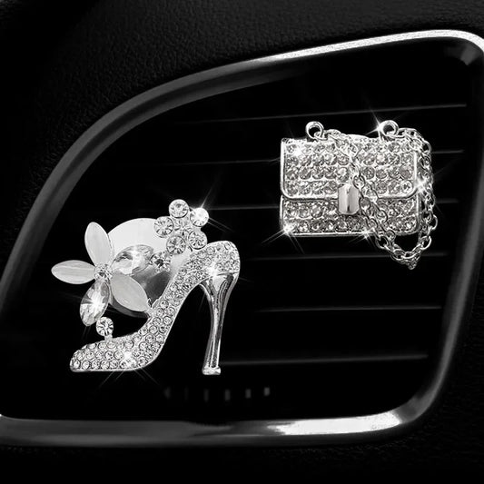 Car Air Freshener Auto Outlet Perfume Clip Bling Car Accessories Diamond Bowknot Scent Bottle Car Accessories Interior Woman - MyLootWare