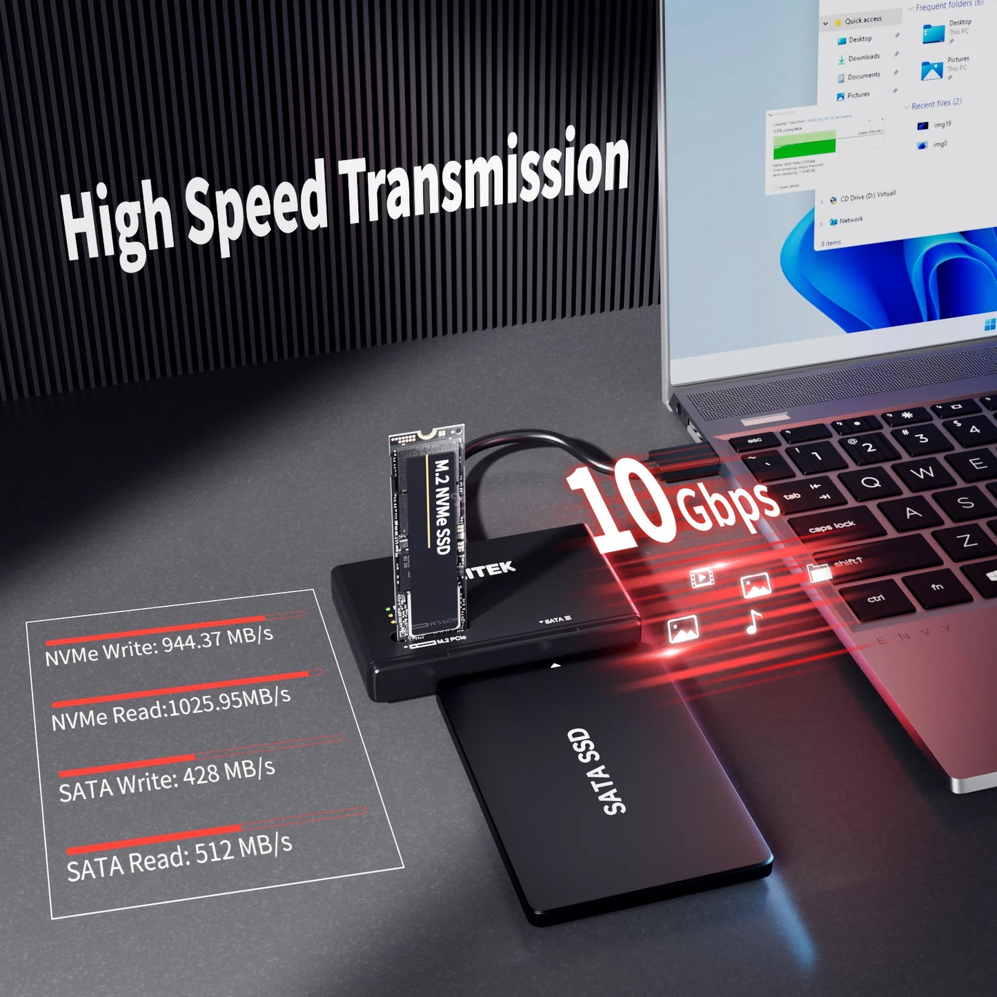 Unitek M.2 NVMe SSD Enclosure Case USB 3.2 to M2