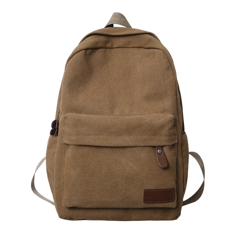 Solid Black Canvas Backpacks 100% Cotton Leisure Or Travel Bags Unisex Large Capacity Packages  Fashion Simple School Bags