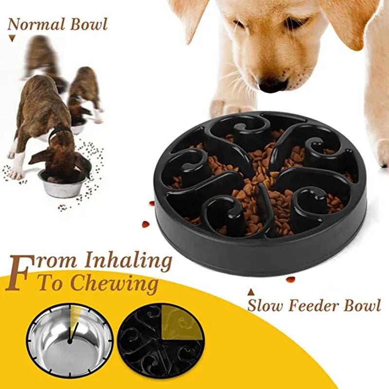 Pet Dog Slow Feeder Bowl Fun Non Slip Anti-Gulping