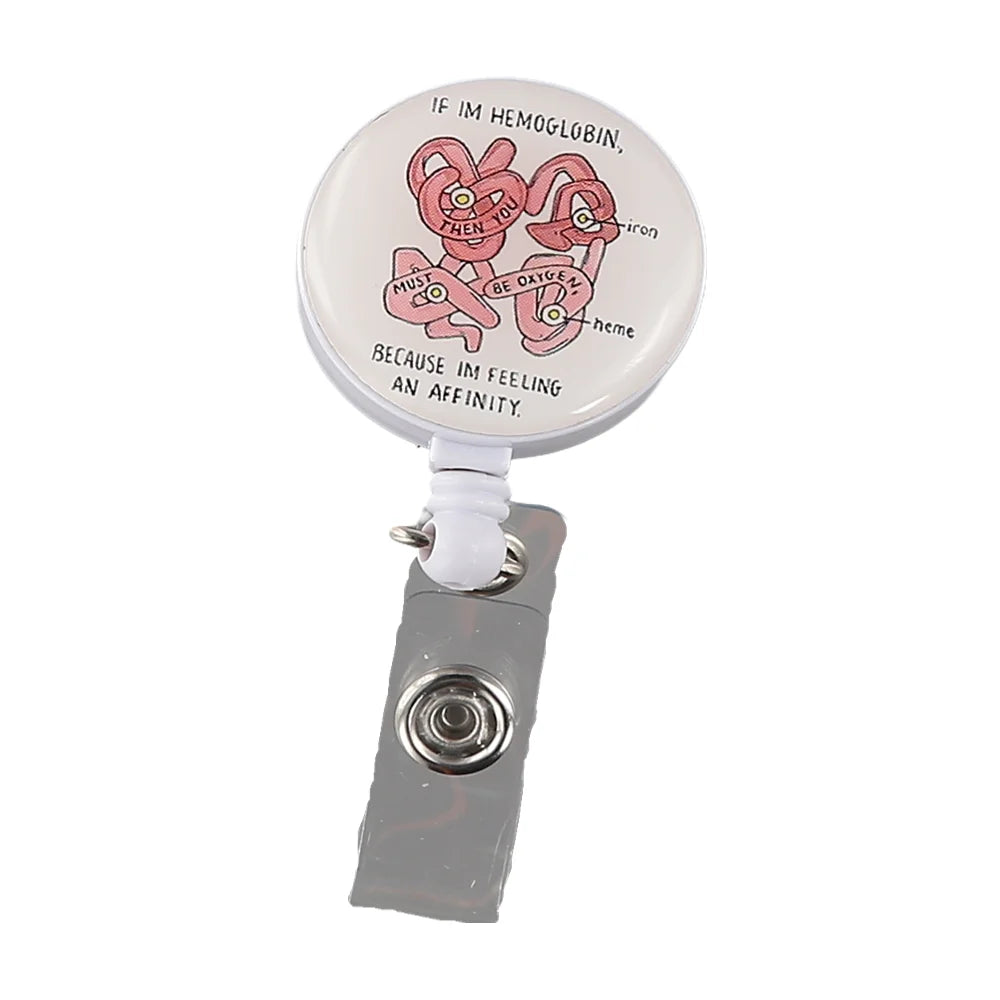 Acrylic English Badge Holder Clip Rotating Alligator Clip Retractable Badge Reel For Doctor Nurse Teacher Student Halloween Gift - MyLootWare