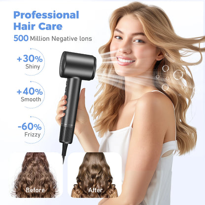 120000 RPM Hair Dryer Negative Ionic Blow Dryer Brushless Motor 40M/S Fast Drying High-Speed Low Noise Thermo-Control Hairdryer - MyLootWare