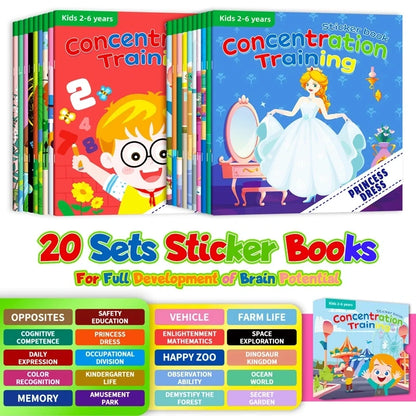 Montessori Toys Cartoon Sticker Books Focus on