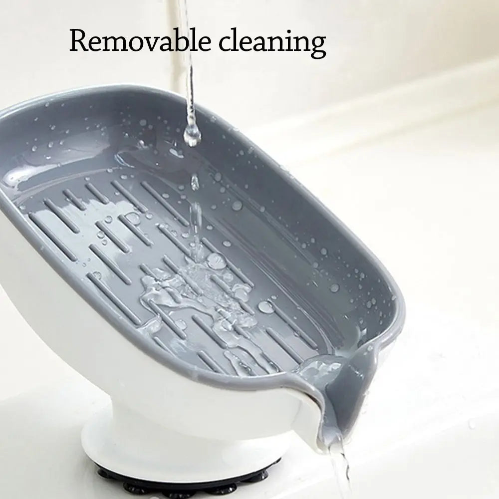 Durable Plastic Suction Cup Soap Dish With Drain