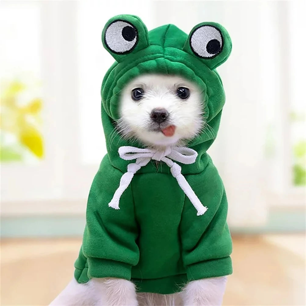 Cute Dog Hoodie Frog Shape Dog Coats Pet Halloween
