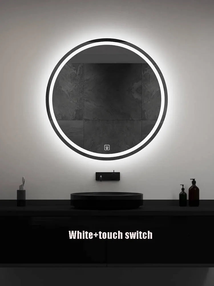 Modern Style Simple Circular Mirror LED Bathroom