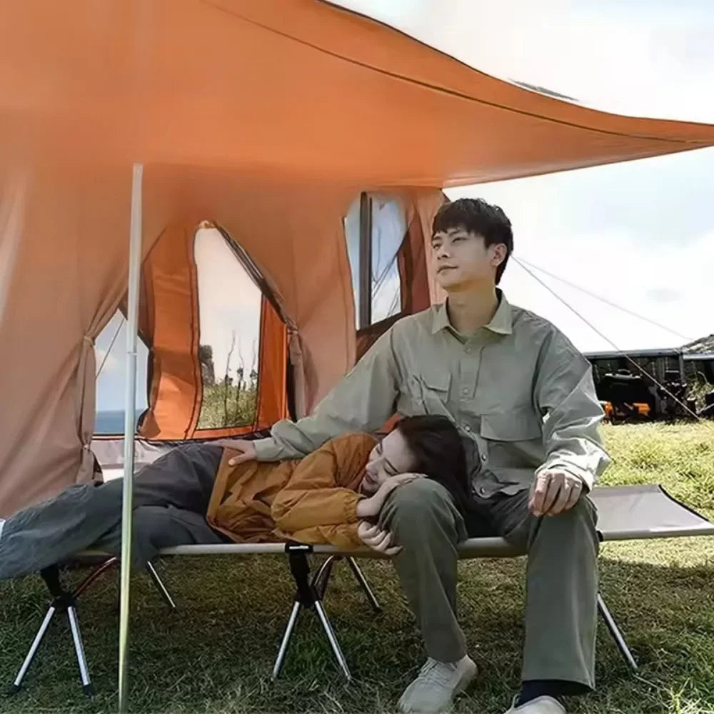 Camping Cot Outdoor Exquisite Camping Folding Bed Lightweight and Portable Car Picnic Seating Stable and Comfortable Single Bed - MyLootWare