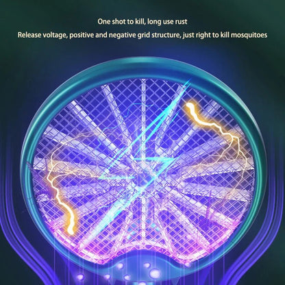 New Electric Mosquito Racket Hand - Hled 3000V Mosquito Killer Lamp Rechargeable Foldable Mosquito Swatter Fly Repellent Lamp Home - MyLootWare