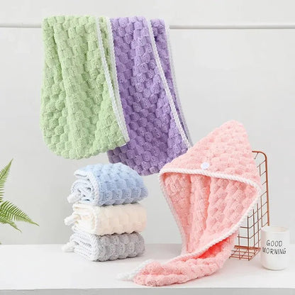 Microfiber Hair Towel Wraps, Super Absorbent Dry Hair Towel Long Hair Fast Drying Towels - MyLootWare