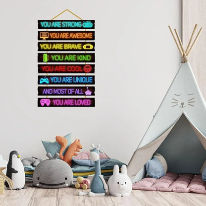 Gaming Room Decor for Boys - Wooden Wall Art,
