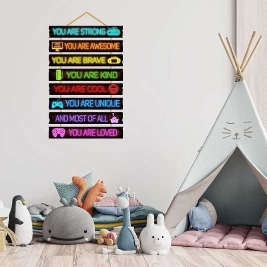 Gaming Room Decor for Boys - Wooden Wall Art,