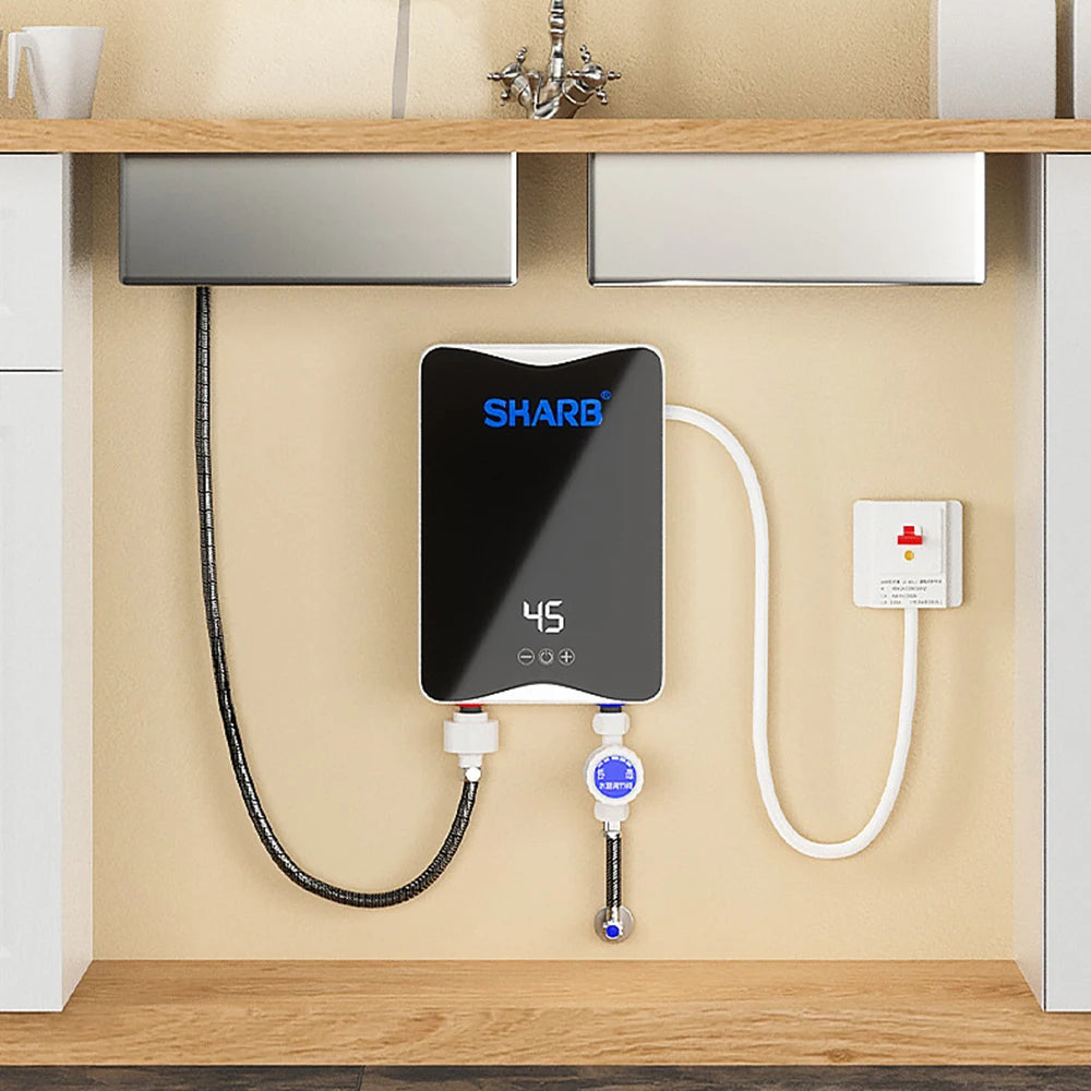 5500W Instant Tankless Electric Hot Water Heater Bathroom Kitchen Instant Heating Tap Demand Water Heater with LCD Display - MyLootWare