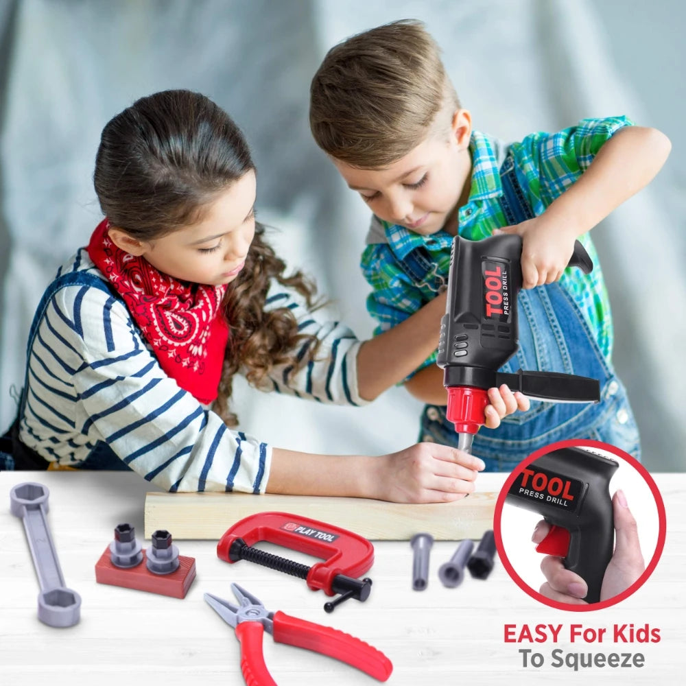 Children's Tool Set with Electric Toy Drill Kids Power Construction Toy Pretend Play Toy Tools Kit for Toddler Boys Girls Child - MyLootWare
