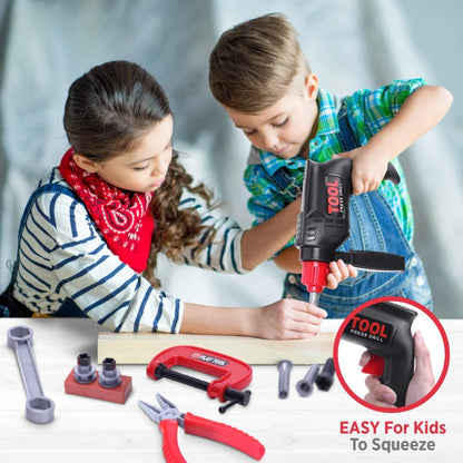 Children's Tool Set with Electric Toy Drill Kids Power Construction Toy Pretend Play Toy Tools Kit for Toddler Boys Girls Child - MyLootWare