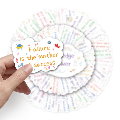 10/50pcs Inspirational English Life Quotes Stickers Motivational Phrases DIY Student Stationery Skateboard Decals Graffiti Toys - MyLootWare