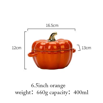 Pumpkin Shape Bowl With Lid Ceramic