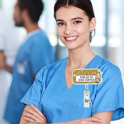 Acrylic English Badge Holder Clip Rotating Alligator Clip Retractable Badge Reel For Doctor Nurse Teacher Student Halloween Gift - MyLootWare