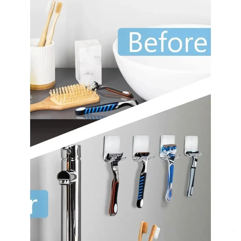 2pcs Razor Holder Stainless Steel Men Shaving Shaver Razor Stand Shelf Shaving Razor Storage Rack Bathroom Hook Organizer - MyLootWare