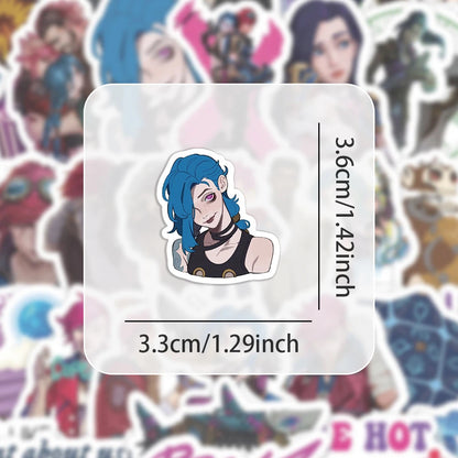 10/30/60pcs Cartoon Game Arcane Stickers Cool Waterproof Decals Kid Toys DIY Notebook Phone Scrapbook Car Bike Anime PVC Sticker - MyLootWare