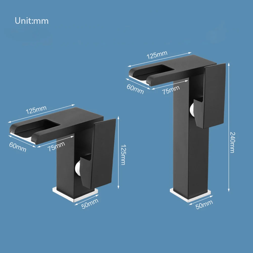 LED Bathroom Sink Faucet Brass Waterfall Faucet