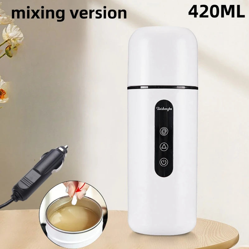 420ml Portable Car Heating Cup Electric Kettle 304 LED Smart Temperature Control Warmer Stirring Cup Heating Bottle Mixing Cup - MyLootWare