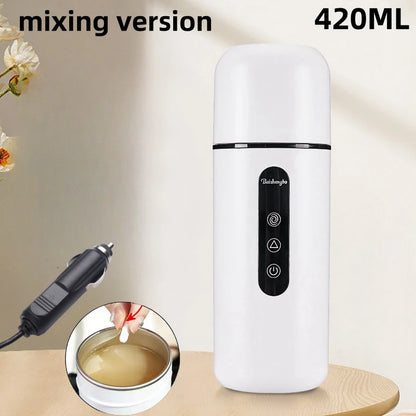 420ml Portable Car Heating Cup Electric Kettle 304 LED Smart Temperature Control Warmer Stirring Cup Heating Bottle Mixing Cup - MyLootWare