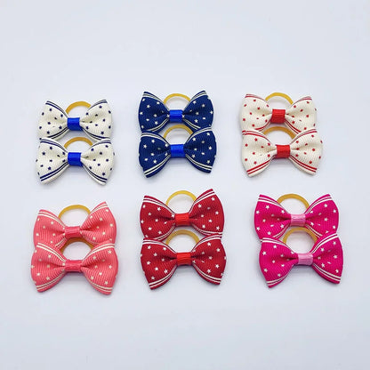100 Pieces Ribbon Pet Hair Accessories 121 Colors Cute Dog Hair Bows Elastic Rubber Band For Dogs Pet Hair Clips Yorkshire Gift - MyLootWare